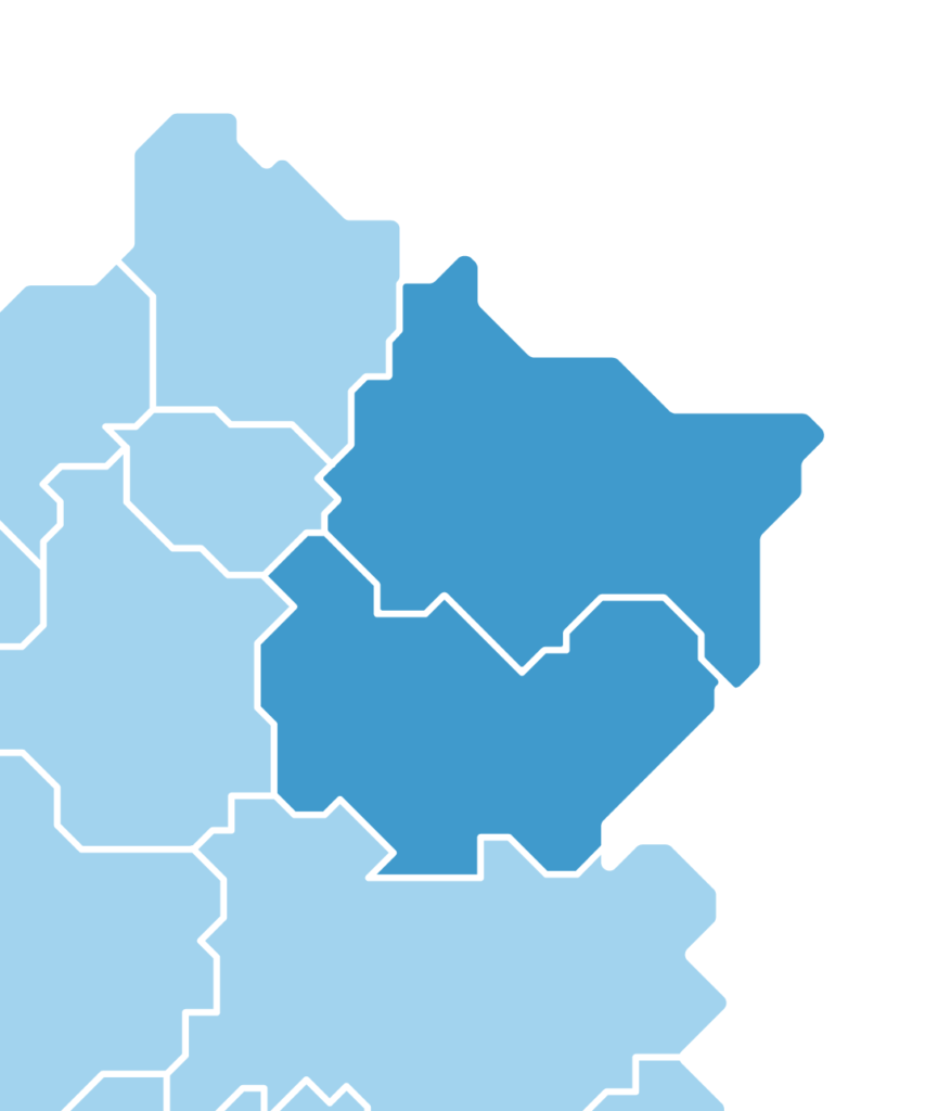 Carte de la zone d’implantation et de couverture régionale de CHARPIOT pour ses activités de transport et de logistique
